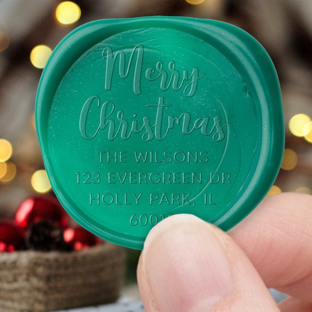 Any Text Trendy Script Christmas Return Address Wax Seal Sticker (Creator Uploaded)