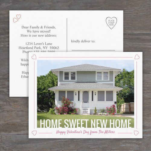 Any Text Valentines Day New Address Photo Moving Announcement Postcard