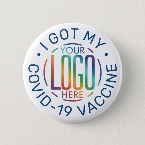 Any Text  Your Logo Covid Vaccine White Blue Button