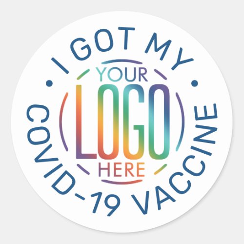 Any Text  Your Logo Covid Vaccine White Blue Classic Round Sticker