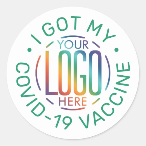 Any Text  Your Logo Covid Vaccine White Green Classic Round Sticker