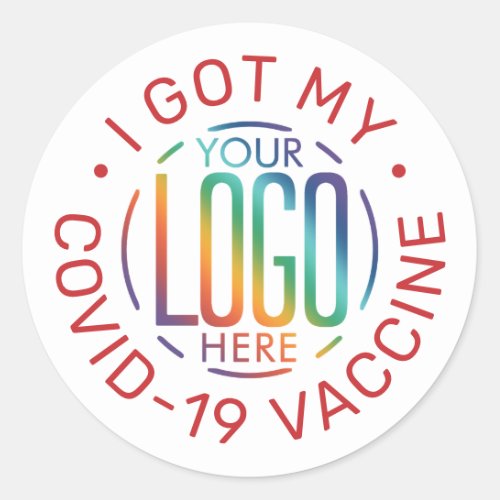 Any Text  Your Logo Covid Vaccine White Red Classic Round Sticker