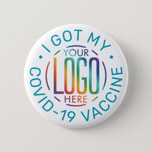 Any Text  Your Logo Covid Vaccine White Teal Blue Button