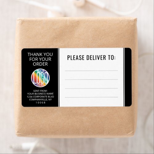 Any Text Your Logo Return Address Black Shipping Label