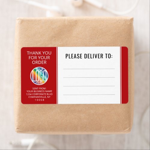 Any Text Your Logo Return Address Red Shipping Label
