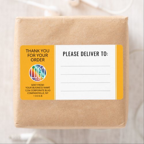 Any Text Your Logo Return Address Yellow Shipping Label