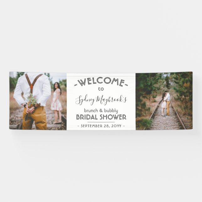 Any Theme Bridal Shower Modern 2 Photo Welcome Banner (Horizontal)