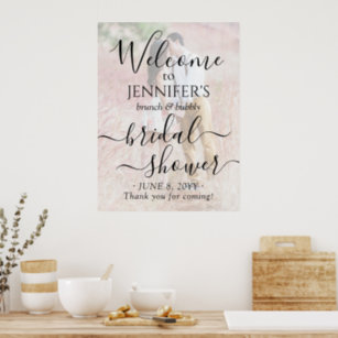 Any Theme Bridal Shower Photo Text Overlay Welcome Poster