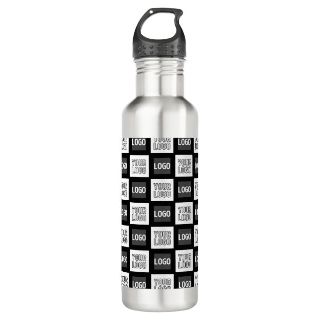 Any Two Logos or Images Repeating Pattern Stainless Steel Water Bottle (Front)