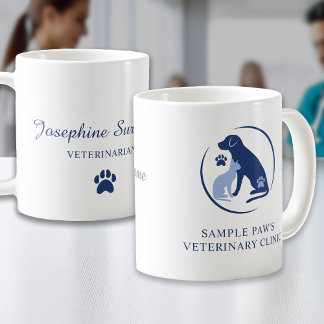 Any Veterinarian Name Custom Vet Clinic Logo Blue Coffee Mug