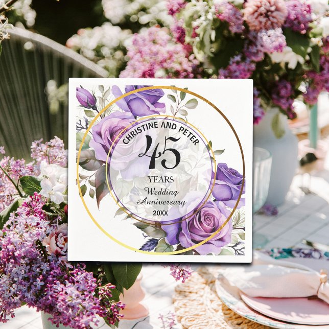 Any Wedding (45) Gold Frame Roses Anniversary Napkins (Creator Uploaded)