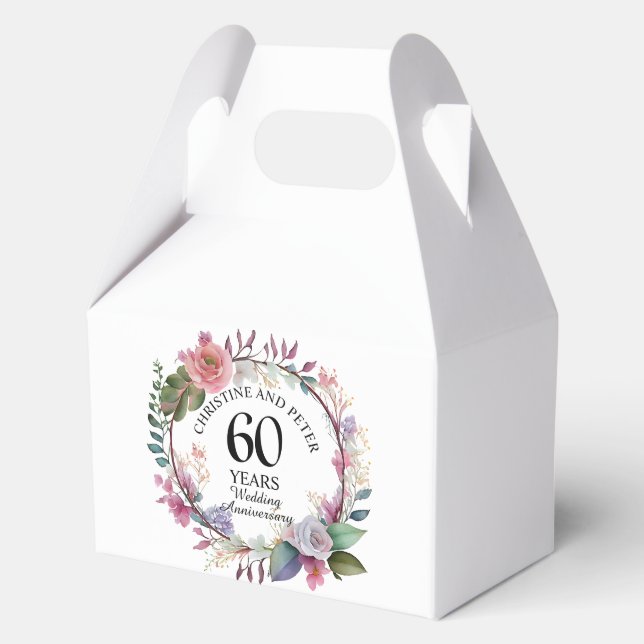 Any Wedding (60) Elegant Floral Anniversary Favor Boxes (Front)