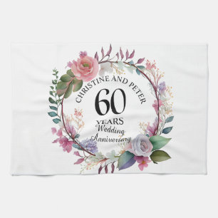 Any Wedding (60) Elegant Floral Anniversary Kitchen Towel