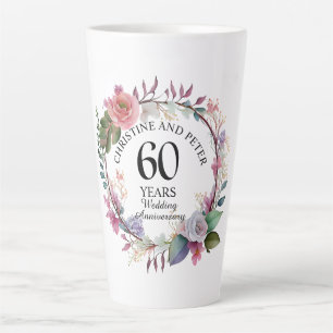 Any Wedding (60) Elegant Floral Anniversary Latte Mug