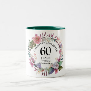 Any Wedding (60) Elegant Floral Anniversary Two-Tone Coffee Mug