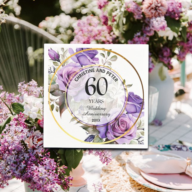 Any Wedding (60) Gold Frame Roses Anniversary Napkins (Creator Uploaded)