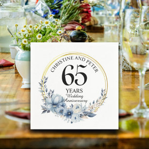 Any Wedding (65) Elegant Blue Floral Anniversary Napkins