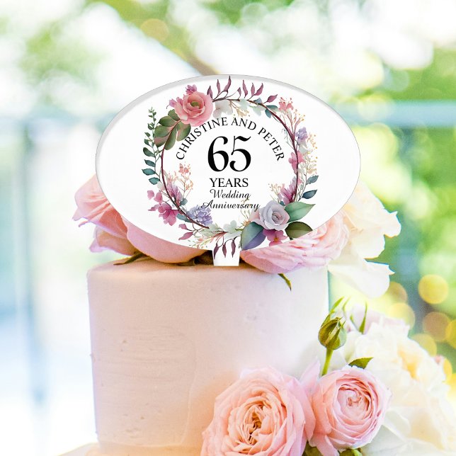 Any Wedding (65) Elegant Floral Anniversary Cake Topper (Creator Uploaded)