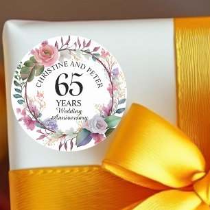 Any Wedding (65) Elegant Floral Anniversary Classic Round Sticker