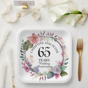 Any Wedding (65) Elegant Floral Anniversary Paper Plates