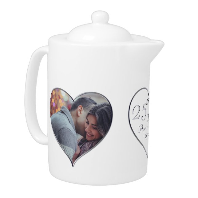 Any Wedding Anniversary 2 Photos Teapot (Left)