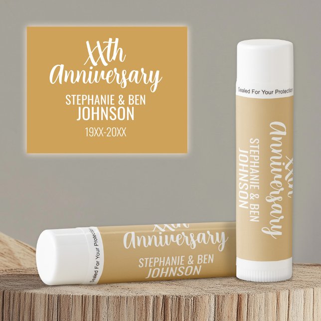 Any Wedding Anniversary - Can Edit Gold Color Lip Balm (Custom Lip Balm for Wedding or Anniversary Party)