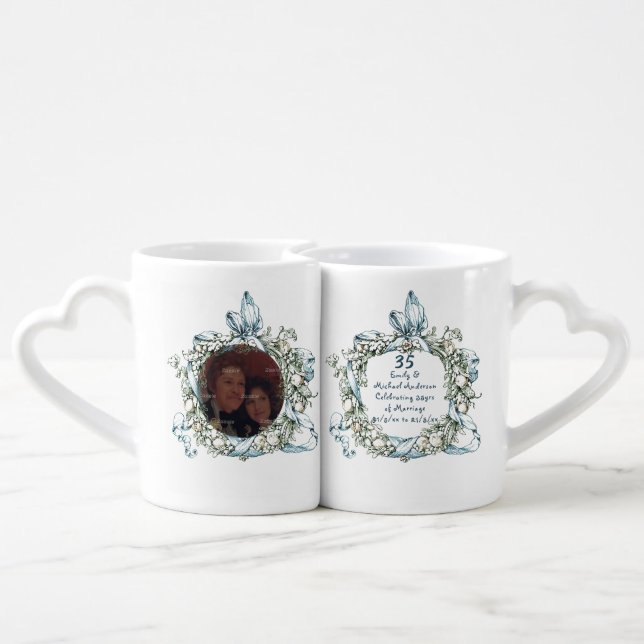 ANY Wedding Anniversary Commemorative Coffee Mug Set (Back Nesting)