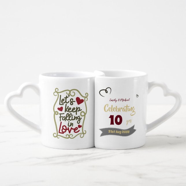 ANY Wedding Anniversary COUPLES Personalized MUGS (Front Nesting)