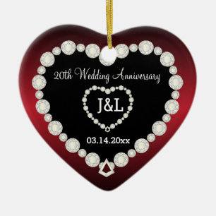 Any Wedding Anniversary   Garnet Red   DIY Text Ceramic Ornament