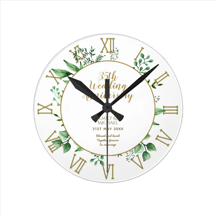 Any Wedding Anniversary Gift Personalized Round Clock Zazzle Com