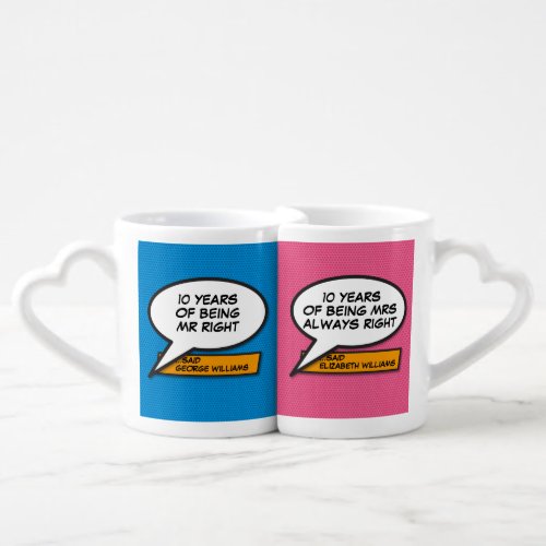 Any Wedding Anniversary Mr Mrs Right Comic Book Coffee Mug Set