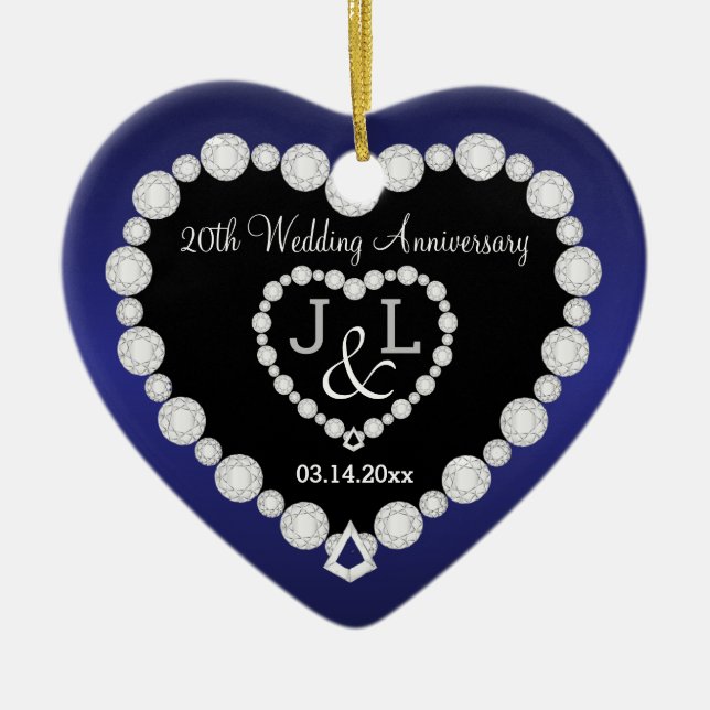 Any Wedding Anniversary | Sapphire Blue | DIY Text Ceramic Ornament (Front)