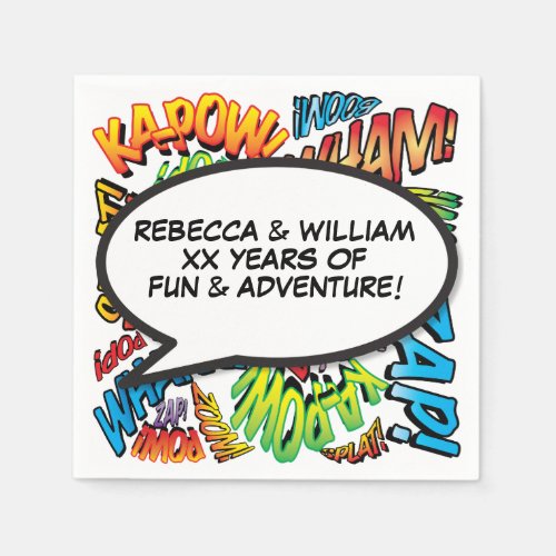 Any Wedding Anniversary Speech Bubble Comic Book Napkins