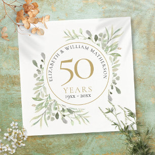 Any Wedding Anniversary Year Greenery Leaves Napkins