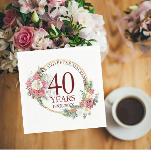 Any Wedding Blush Roses Anniversary Napkins