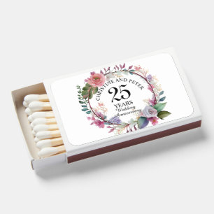 Any Wedding Elegant Floral Anniversary Favor Matchboxes