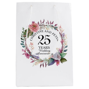 Any Wedding Elegant Floral Anniversary Medium Gift Bag