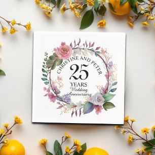 Any Wedding Elegant Floral Anniversary Napkins
