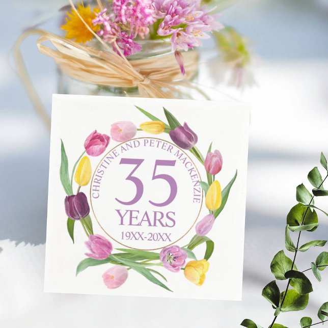 Any Wedding Watercolor Tulips Anniversary Napkins (Creator Uploaded)