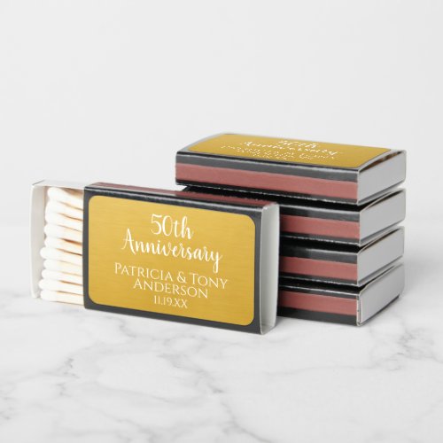 ANY YEAR _ 50th Wedding Anniversary Gold Matchboxes