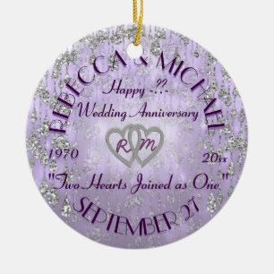 Any Year Anniversary Lavender Ceramic Ornament