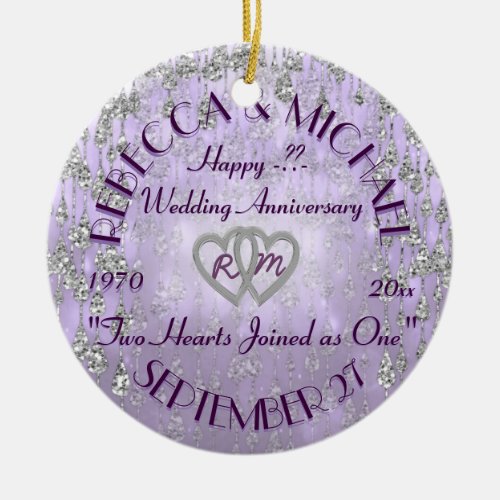 Any Year Anniversary Lavender Ceramic Ornament