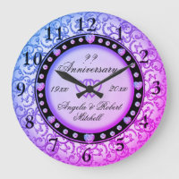 Any Year Anniversary Purple Large Clock