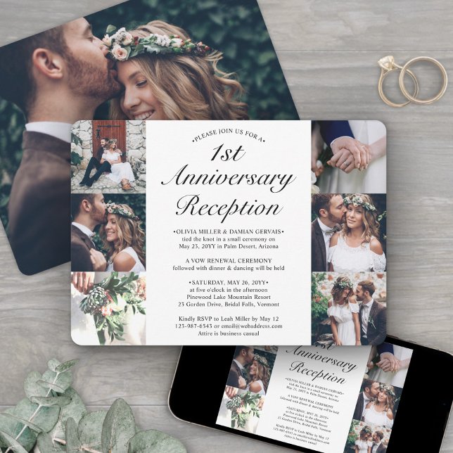 ANY YEAR Anniversary Reception 7 Photo Wedding Invitation (Creator Uploaded)