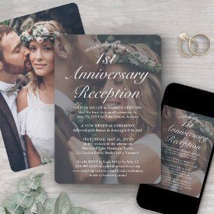 ANY YEAR Anniversary Reception Photo White Wedding Invitation