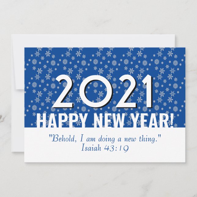 Any Year Bible  Blue | Snowflakes | NEW YEAR Holiday Card (Front)