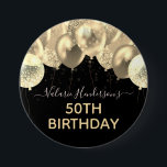 Any Year Birthday Gold Balloons Button<br><div class="desc">Faux glitter. Stylish gold party balloon template. Great for many different birthday celebrations. All text is adjustable.</div>