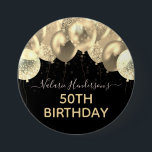 Any Year Birthday Gold Balloons Button<br><div class="desc">Faux glitter. Stylish gold party balloon template. Great for many different birthday celebrations. All text is adjustable.</div>