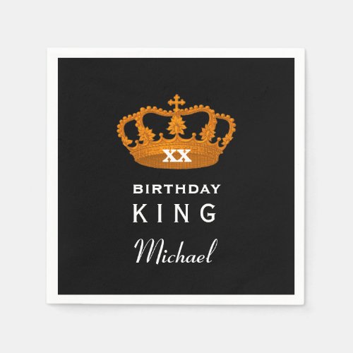 Any Year Birthday KING with Gold Crown A19A Paper Napkins