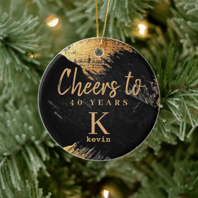 Any year birthday monogram name elegant ceramic ornament (Tree)